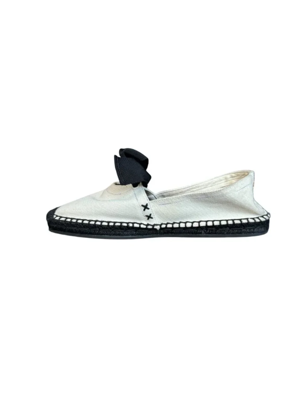 Tory Burch Black Bow Espadrille Flats Women's Cotton Canvas, Size 6.5 NWOB